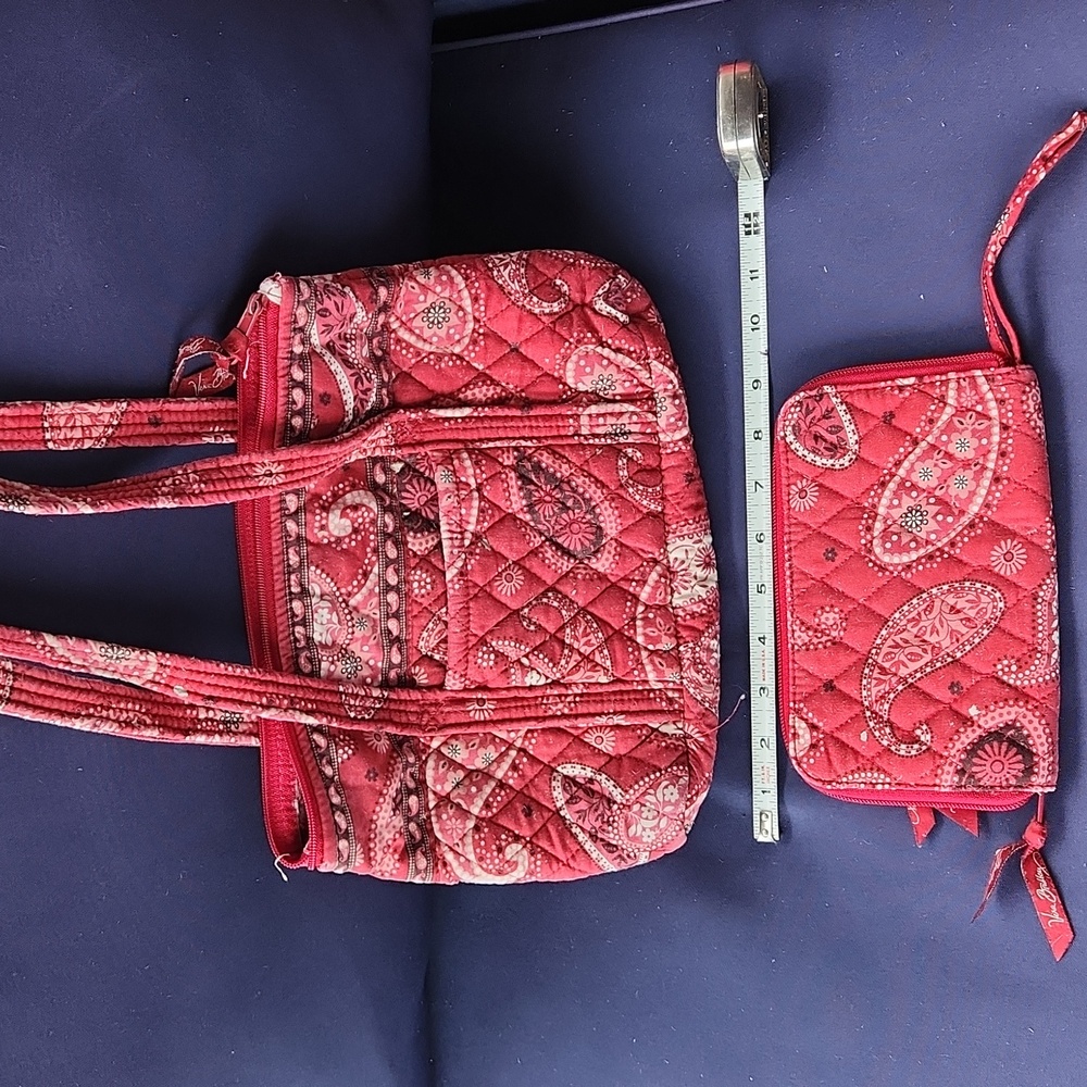 Vera Bradley Mesa Red Paisley Handbag and Wallet Set